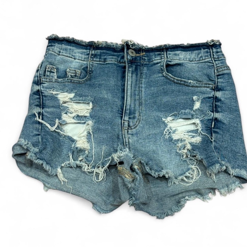 American Eagle Outfitters Blue Distressed Jean Shorts